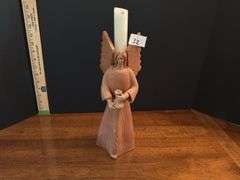 Vintage Guatemala folk art angel candle holder