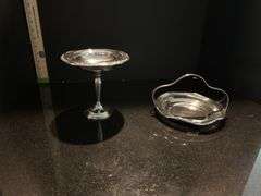 2pc Sterling silver compote candy dish and sterling silver handled nut or candy dish (located in din