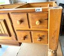 Buffet with 4 drawers and Cabinet and Marble Top, 49 1/2”X18 1/2”X37 1/4” (One Leg is Not Attached) 