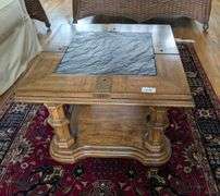 Small vintage side table, matching table sold on lot 376, 22"x22"x17"tall(located in sunroom)