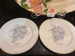 2 pc Cherry Blossom Festival Plates, Franciscan Platter 19.5”, and Pink Cloth Napkins (located in ki