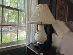 White lamp, 29" tall (located in master bedroom)