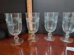 8 pc. Etched wheat pattern Ice tea glasses(located in dining room)