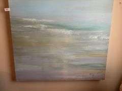 Waterfront Large Painting 38 x 50 in. Has dirt marks (Located in living room)