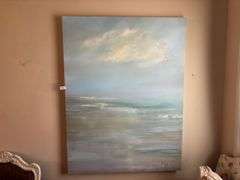 Waterfront Large Painting 38 x 50 in. Has dirt marks (Located in living room)