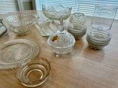 18pc Clear Glass Bowls, Vase, Plates and More (Located in Master Bedroom)