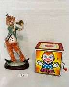 2pc Clown Figurine and Mattel Jack in the Music Box (Located in Upstairs Loft)
