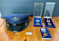 Air Force Dress Hat and Medals (Located in Kitchen)