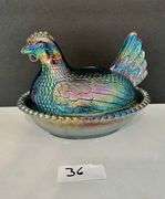 Carnival Glass Chicken on Nest Candy Dish (Located in Kitchen)