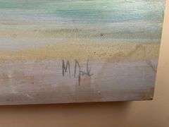 Waterfront Large Painting 38 x 50 in. Has dirt marks (Located in living room)