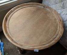 Pier 1 wood round top coffee table, made in Vietnam, 33" diameter 19" tall(located in DS front bedro