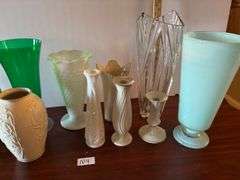 Misc Vases and Candlestick Holders, Heavy Glass Vase (Located in ds back bedroom)
