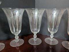 10 pc.Candlelight pattern Ice tea glasses and wine glasses(located in dining room)