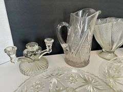 6pc Clear Glass Plates, Pitcher and More (Located in Master Bedroom)