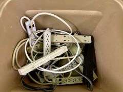 Plastic Bin of Power Strips