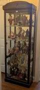 Lighted 5 Shelf wood glass cabinet with side doors 26"x30"x75" tall, contents not included (located 