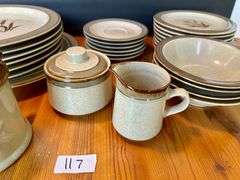 28pc Autumn Wheat Stoneware Made in Japan Dishes and More (Located in Kitchen) (Has Some Chips)