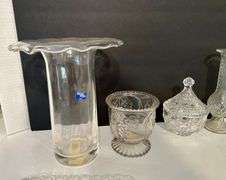 10pc Clear Glass Vases and More (Located in Master Bedroom)