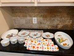 Floral and fruit dishes and placements (located in kitchen)