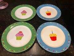 Birthday party cake stands (10” and 8”) and 8 pc serving dishes (located in kitchen)