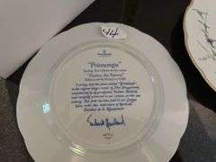 Set of 4 Haviland Limoges porcelain plates, Theater of Seasons (located in dining room) boxes & pape
