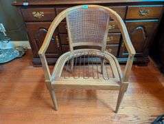 Mid Century barrel back cane chair, 23"x25"x30" tall(located in living room)