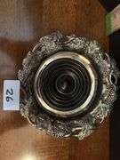 2pc Vintage silver plate wine coaster and marble wine cooler (located in dining room)