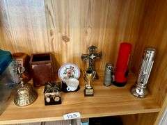 2 Shelf Lot of Phones, Flashlights and More (Located in Bedroom to The Right)