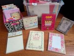 Large lot of cards, notepaper, picture frame and more(located in DS front bedroom)