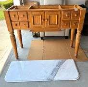 Buffet with 4 drawers and Cabinet and Marble Top, 49 1/2”X18 1/2”X37 1/4” (One Leg is Not Attached) 
