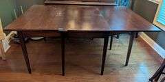 Drop leaf table, 73.5"x46"x30.5" tall, scratches on table (located in dining room)