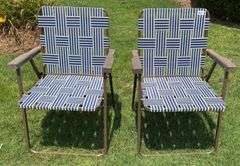 2 pc Collapsable Metal Frame, Plastic Arm, Outdoor Chairs (Located Garage)