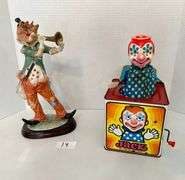 2pc Clown Figurine and Mattel Jack in the Music Box (Located in Upstairs Loft)