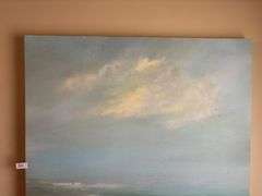 Waterfront Large Painting 38 x 50 in. Has dirt marks (Located in living room)