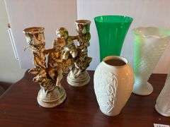 Misc Vases and Candlestick Holders, Heavy Glass Vase (Located in ds back bedroom)