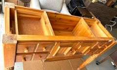 Buffet with 4 drawers and Cabinet and Marble Top, 49 1/2”X18 1/2”X37 1/4” (One Leg is Not Attached) 