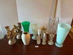 Misc Vases and Candlestick Holders, Heavy Glass Vase (Located in ds back bedroom)