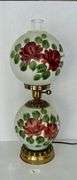Vintage Globe Glass Lamp 23” Tall (Located in Bedroom to the Left)