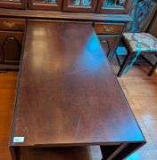 Drop leaf table, 73.5"x46"x30.5" tall, scratches on table (located in dining room)