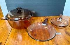 3pc Vision Glass Cooking Pans and Pot (Located in Kitchen)