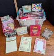 Large lot of cards, notepaper, picture frame and more(located in DS front bedroom)