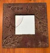 3 pc Metal Tray with Glass Inlay, Coasters, and Framed Mirror (Located Master Bedroom)