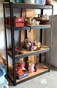 Metal Frame with Wood Shelves Shelving Unit, 36”X16”X60 1/4” (Contents Not Included) (Located Garage