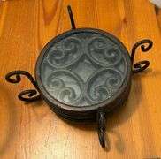 3 pc Metal Tray with Glass Inlay, Coasters, and Framed Mirror (Located Master Bedroom)