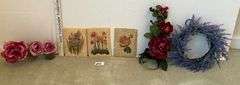8 pc Artificial Flower Arrangements and Wall Decor (Located Left Bedroom)