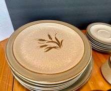 28pc Autumn Wheat Stoneware Made in Japan Dishes and More (Located in Kitchen) (Has Some Chips)