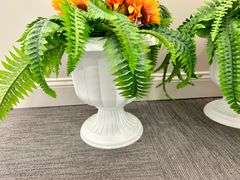 6pc Plastic Planters with Artificial Plants and Hanging Shades
