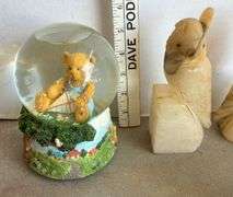 7 pc Glitter Globe, Stone Owls, Mini Teapot (Has Cracks)