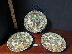 3 pc. Decorative Asian plates, stand not included(located in dining room)