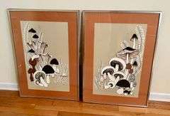 2pc Mushroom Signed Wall Art 30 3/4”x21.5” (Located in Living Room)
